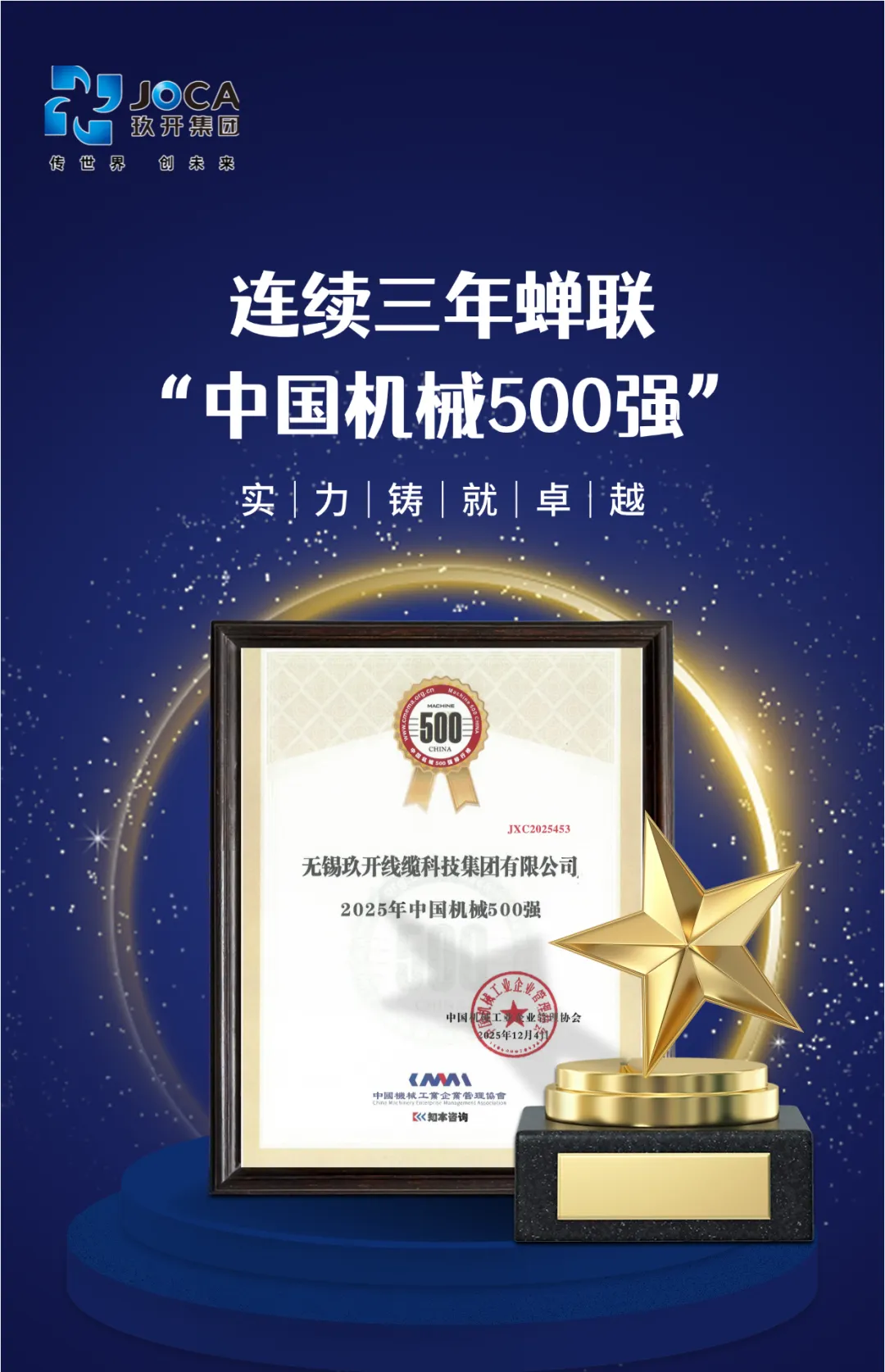 红桃国际集团一连三年荣登“中国机械500强” 综合实力再获权威认可